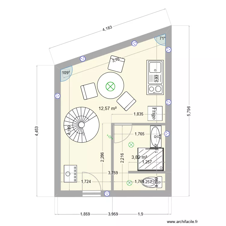 Mazet RezDC. Plan de 2 Pièces et 16 m² Mazet RezDC. Plan de 2 Pièces et 16 m²