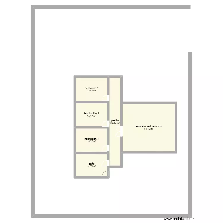 projet francais. Plan de 6 Pièces et 132 m²