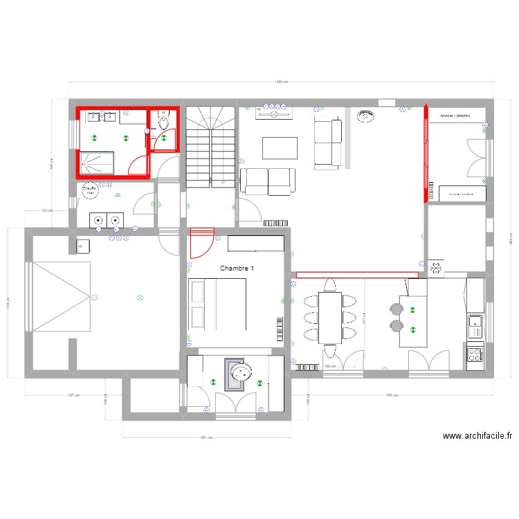 MOREAU RDC 5  elec. Plan de 15 pièces et 133 m2