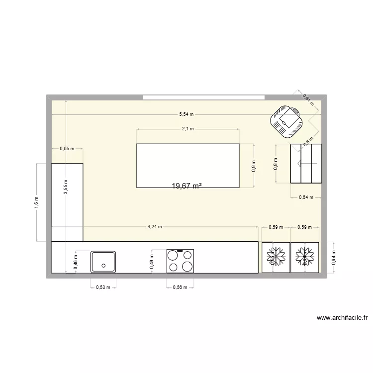 Maison. Plan de 1  et 20 m²