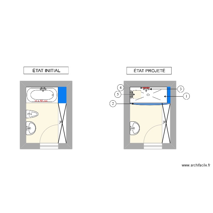 PRIGENT. Plan de 2 pièces et 9 m2