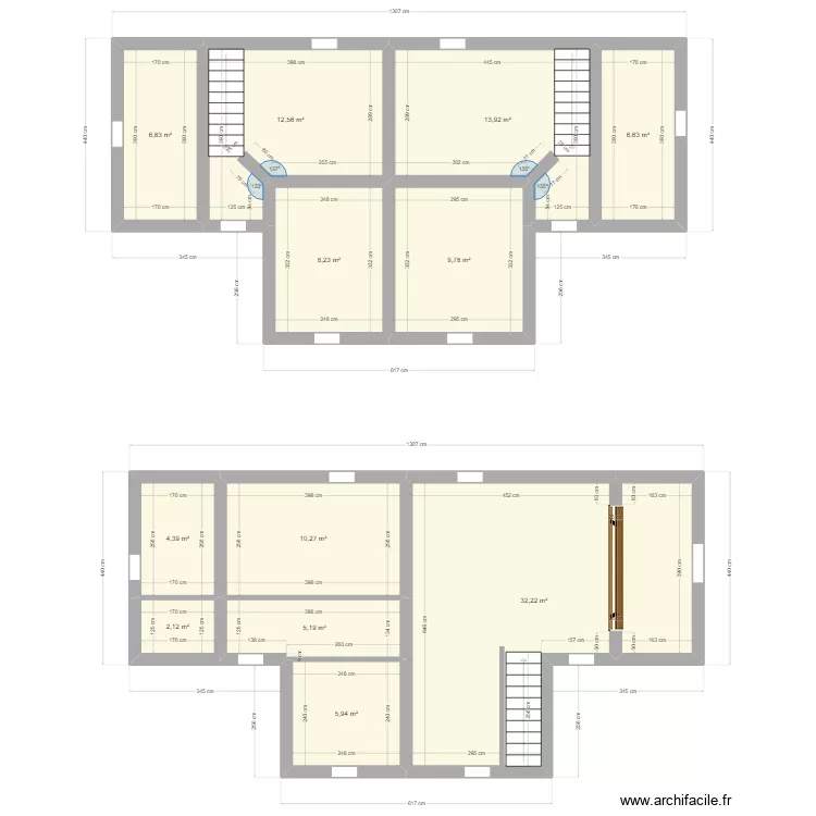 Etage &agrave; r&eacute;nover. Plan de 