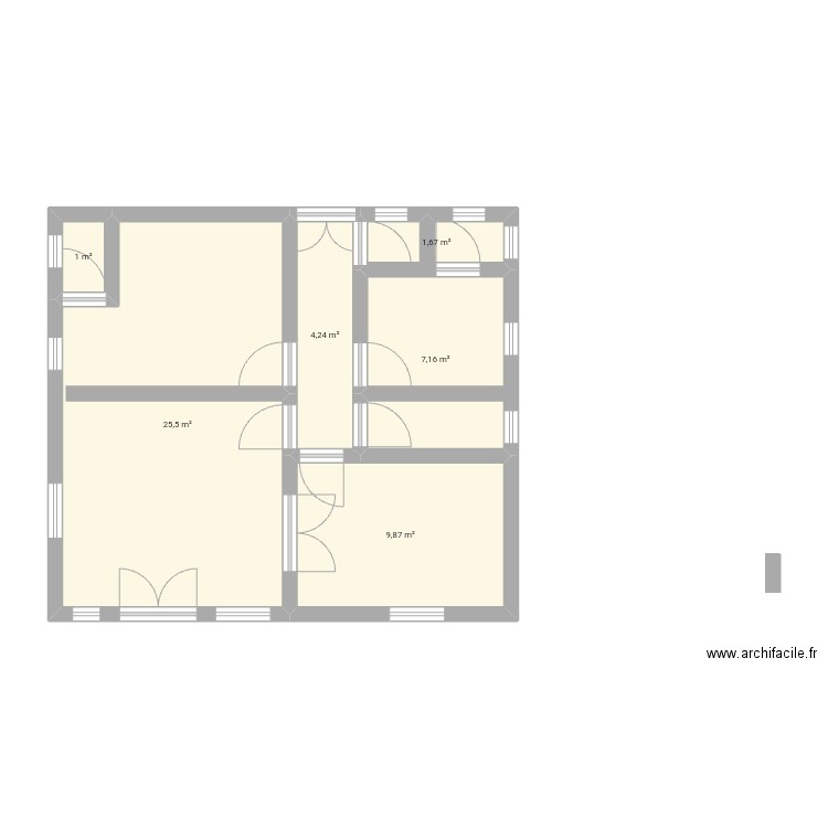 M.bas. Plan de 6 pièces et 49 m2