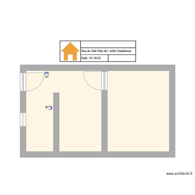 valentin provisoir. Plan de 2 pièces et 21 m2
