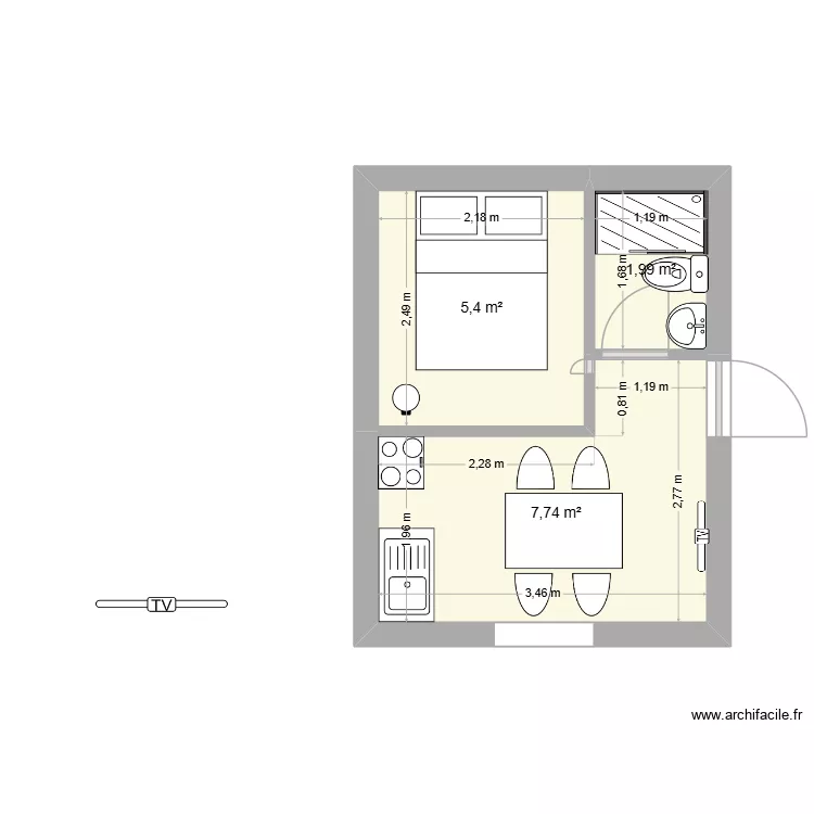 CASA. Plan de 3  et 15 m²