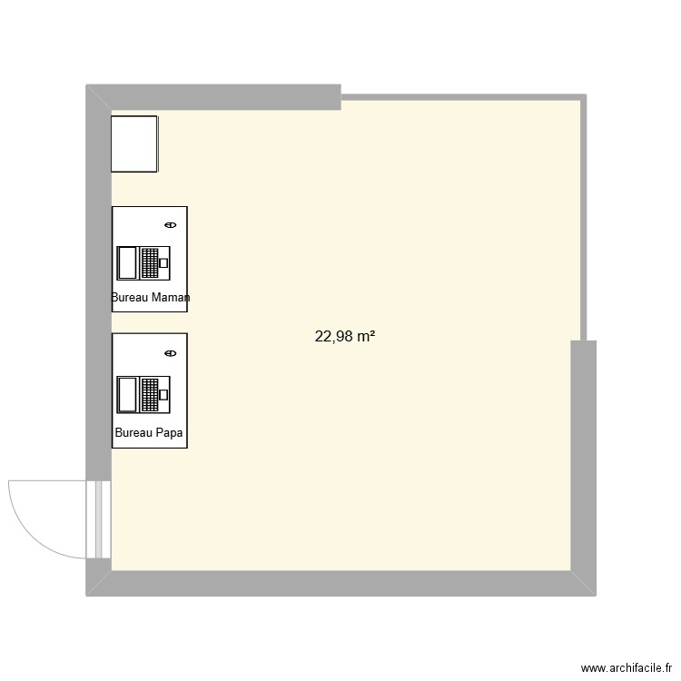 Appart parents. Plan de 1 pièce et 23 m2