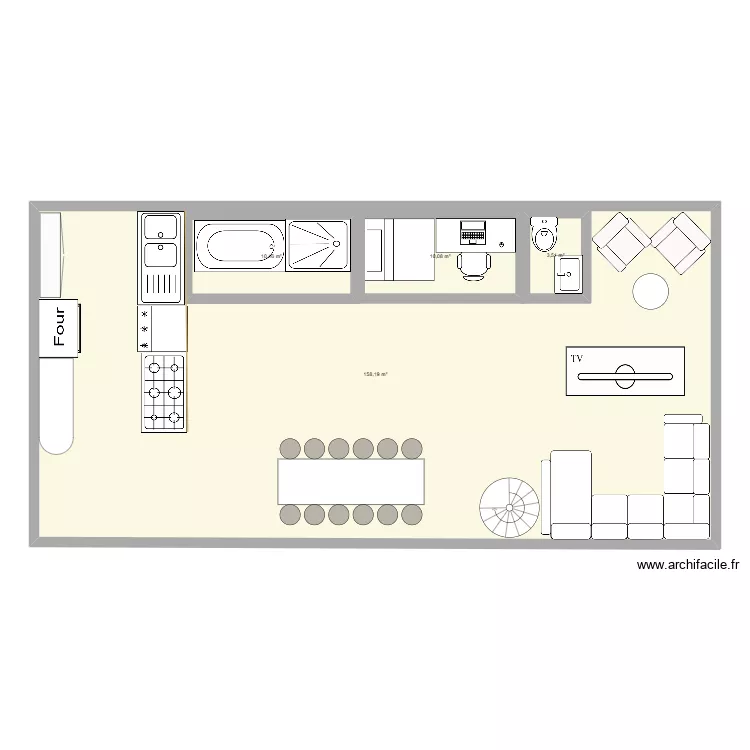 clem. Plan de 4  et 216 m²