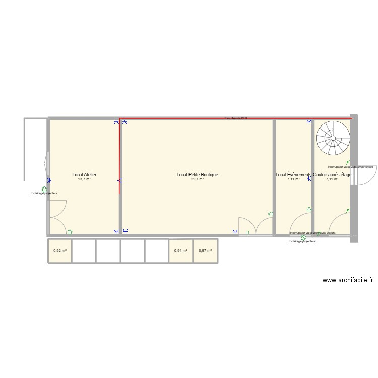 Extension miellerie. Plan de 7 pièces et 60 m2