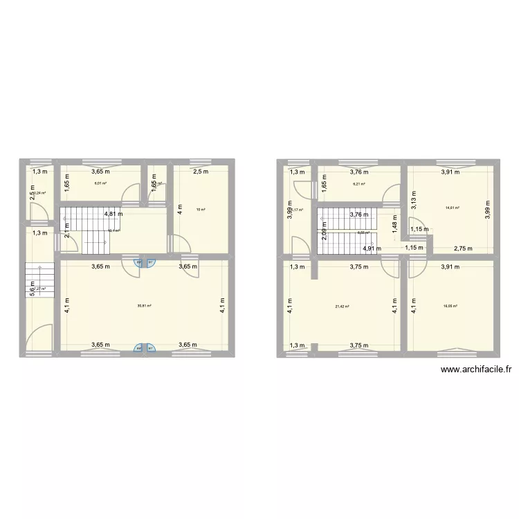 Projet maison Mamie. Plan de 13  et 141 m²