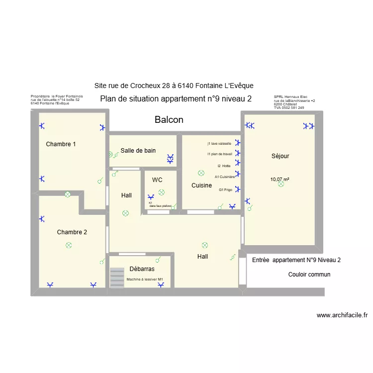 appartement n 9. Plan de 7  et 43 m²
