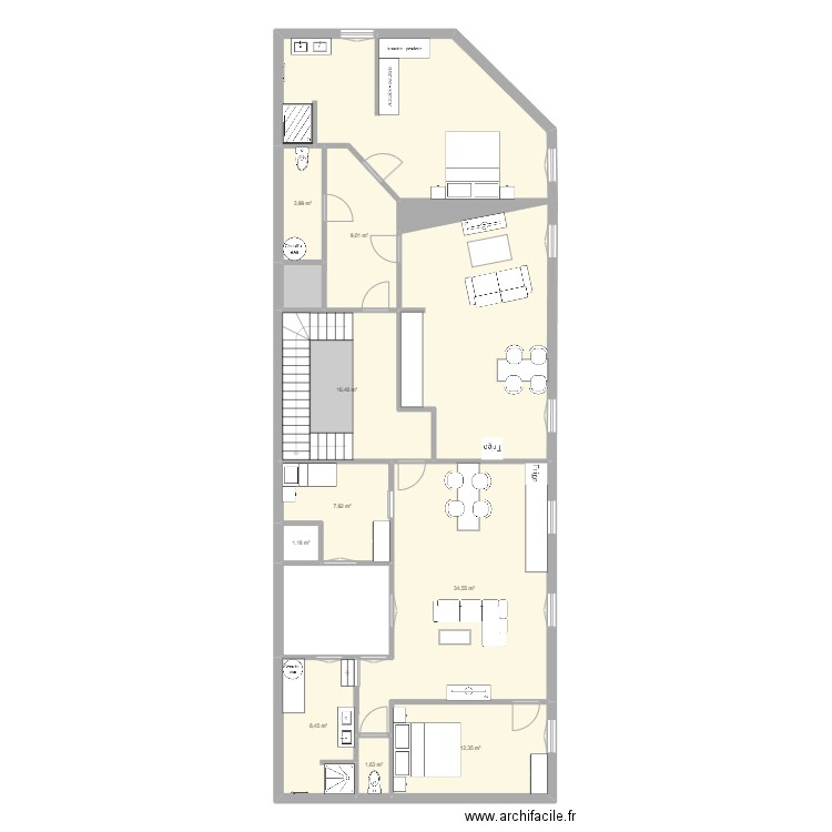 1er Etage Ameublement. Plan de 13 pièces et 166 m2