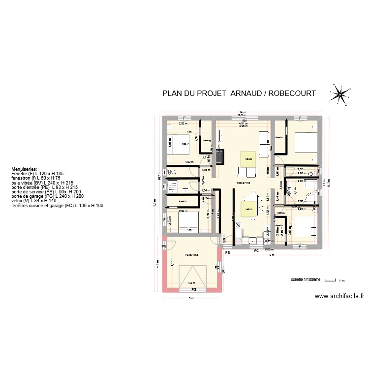 plan détaillé robecourt avec cotation. Plan de 9 pièces et 153 m2