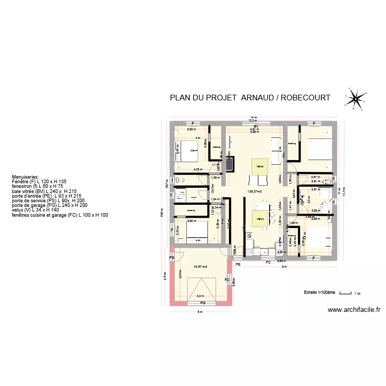 plan d&eacute;taill&eacute; robecourt avec cotation. Plan de 