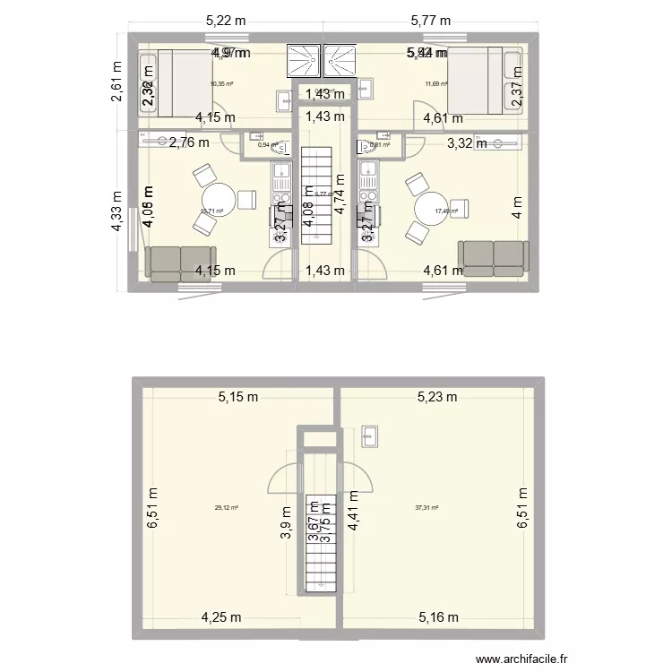 PLAN 1ER ETAGE ET COMBLE. Plan de 10 Pièces et 131 m² PLAN 1ER ETAGE ET COMBLE. Plan de 10 Pièces et 131 m²