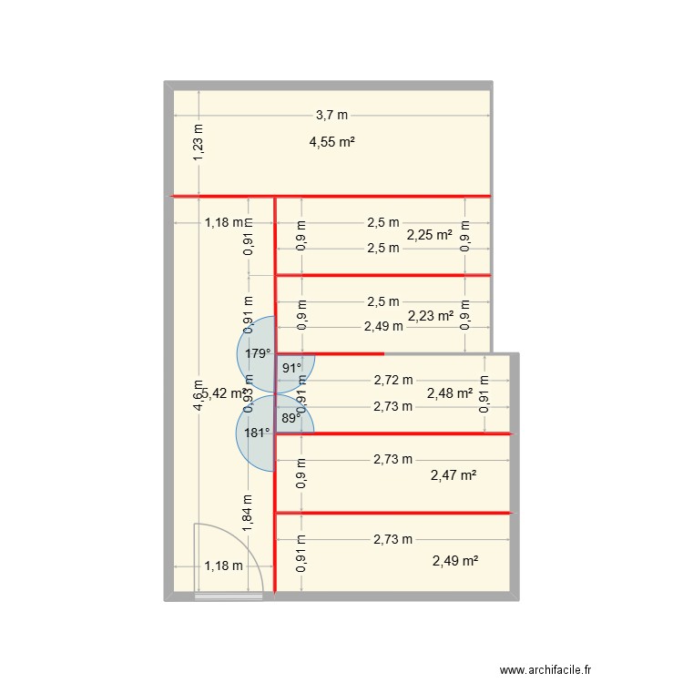voliere D. Plan de 7 pièces et 22 m2