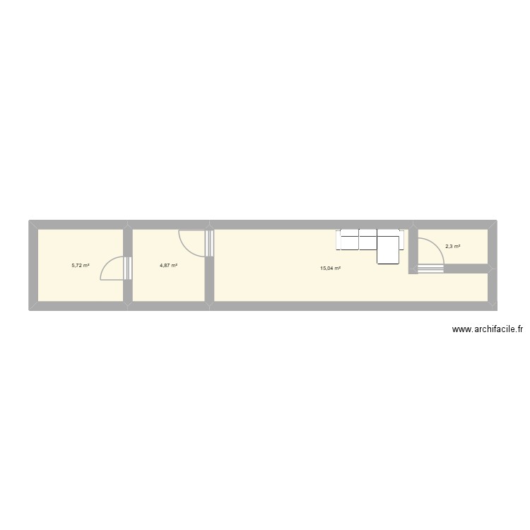 Toto. Plan de 4 pièces et 28 m2