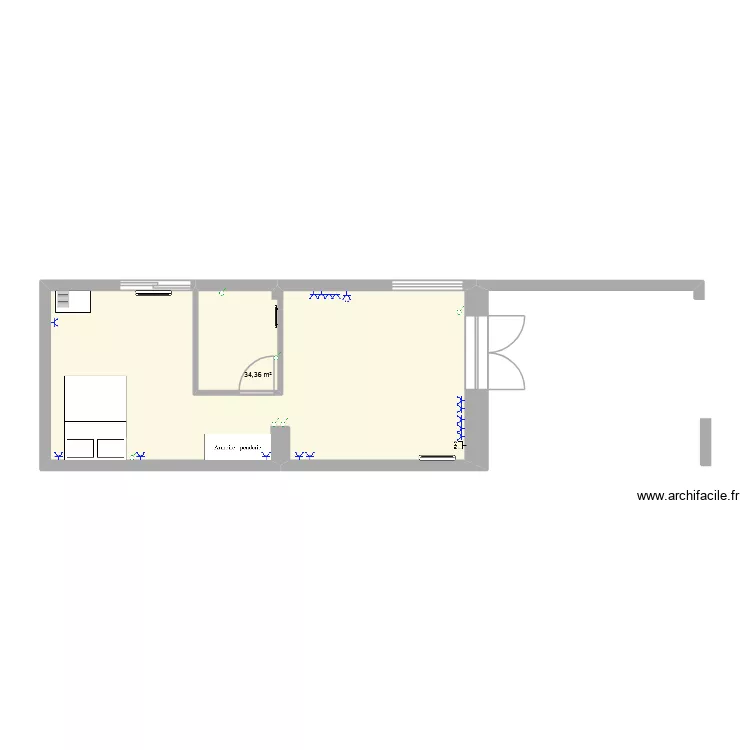 Appart C3. Plan de 1 pièce et 34 m²