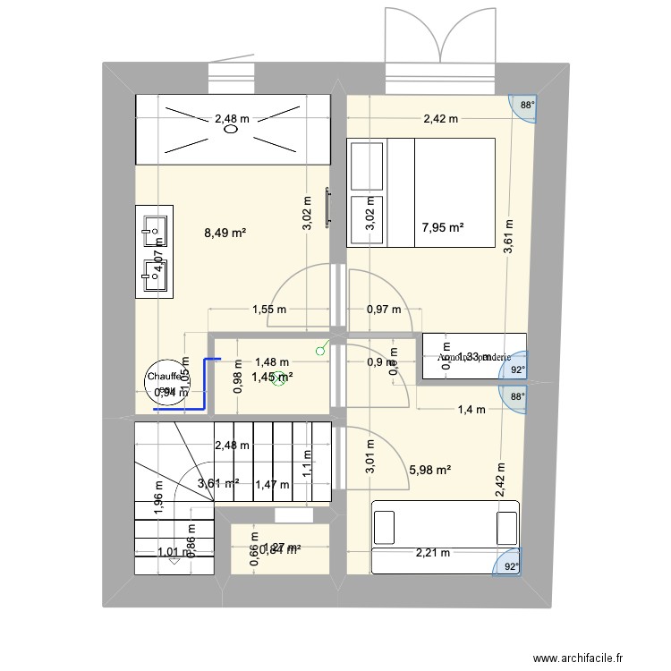RDC bethmale 2 LIT. Plan de 6 pièces et 28 m2