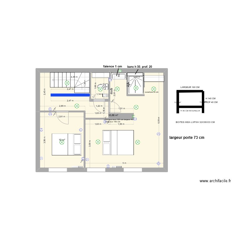 R+1 ELECTRICITE DOUCHE MODIF 20250310. Plan de 2 pièces et 46 m2