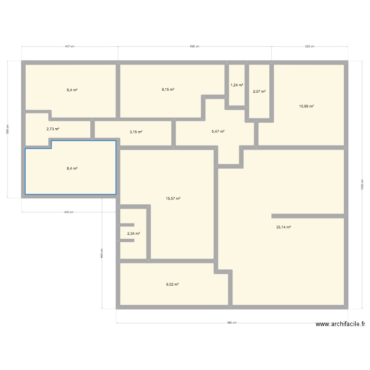 kimvula 3. Plan de 13 pièces et 111 m2
