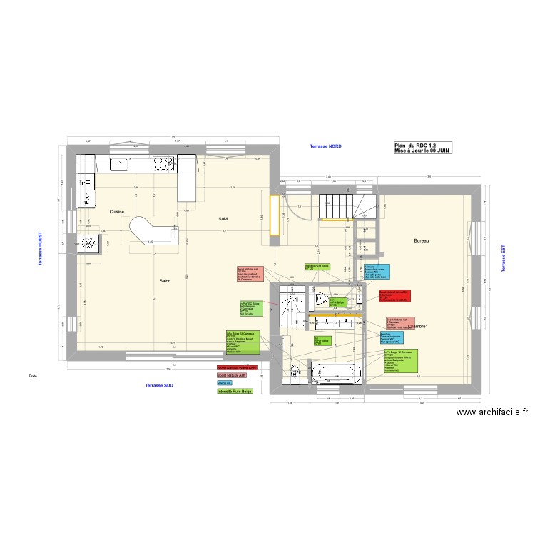 PLAN DU RDC  Salle de Bain. Plan de 6 pièces et 90 m2