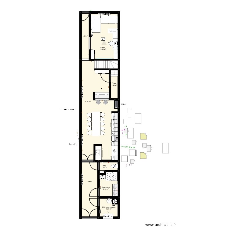Maison toit plat vraies mesures V4. Plan de 25 pièces et 157 m2