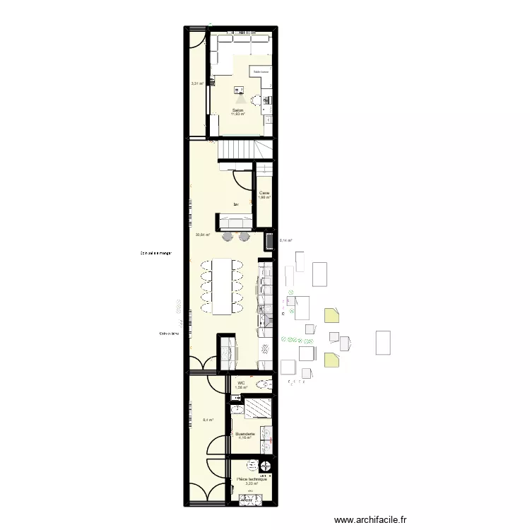 Maison toit plat vraies mesures V4. Plan de 