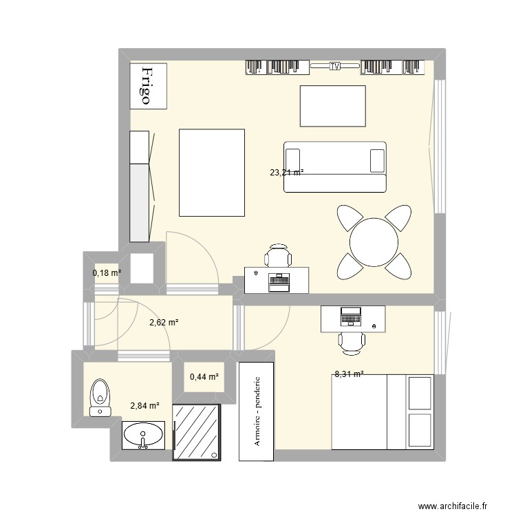 Appartement. Plan de 6 pièces et 38 m2
