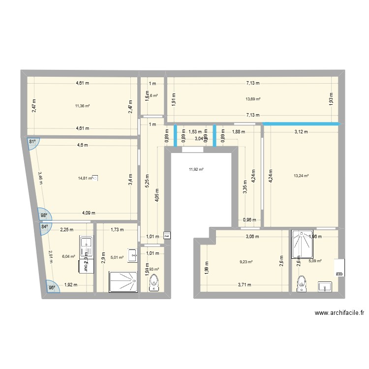 quai anatole france A11. Plan de 11 pièces et 94 m2
