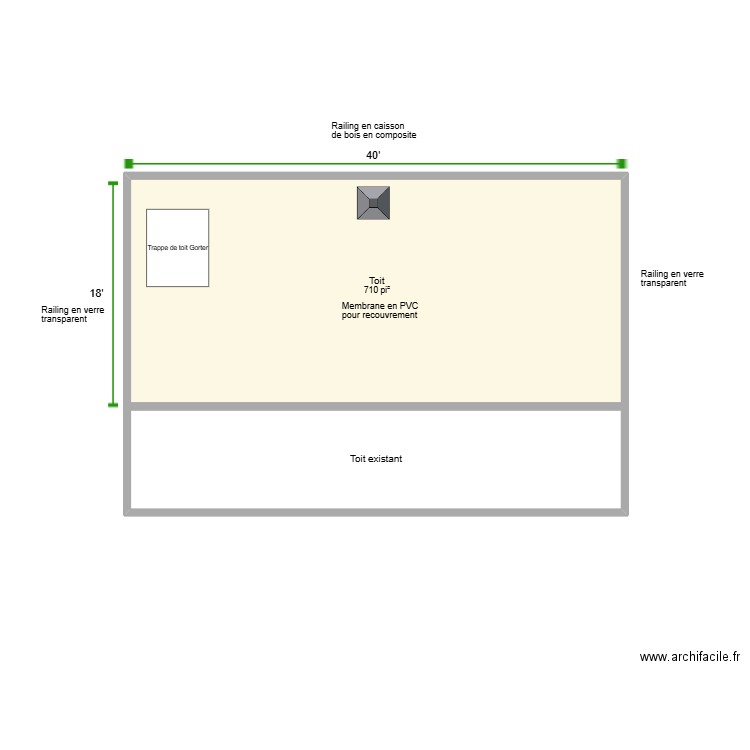 Plan pour toit plat. Plan de 2 pièces et 95 m2