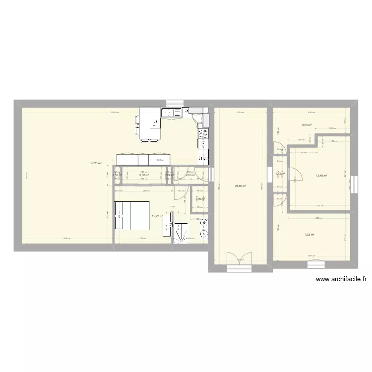 maison Valeilles avec modf cuisine_V3. Plan de 