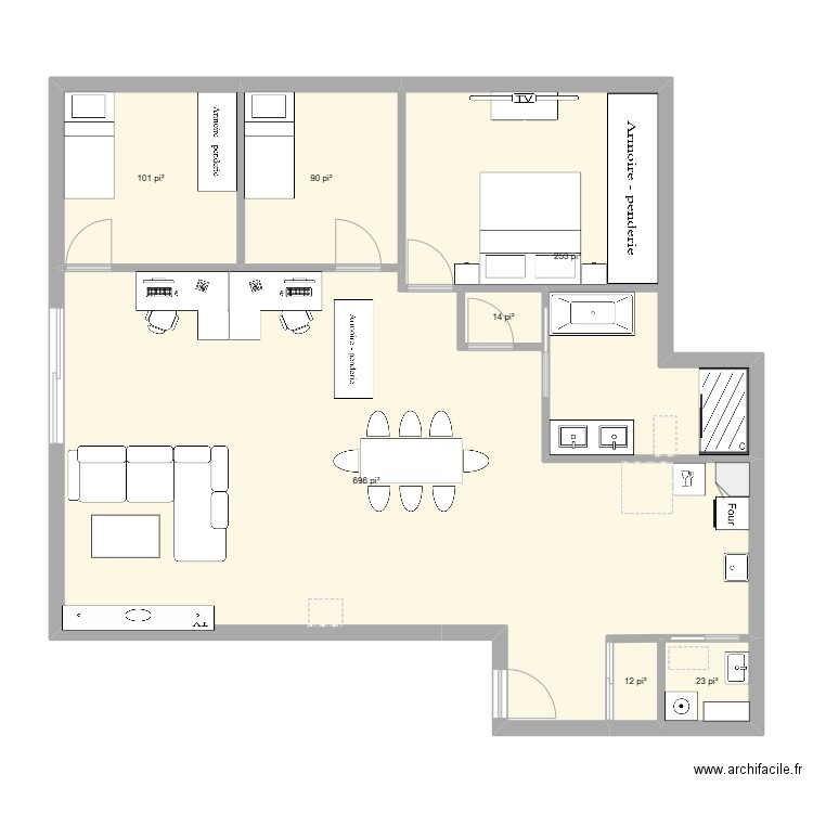 Maison. Plan de 7 pièces et 110 m2