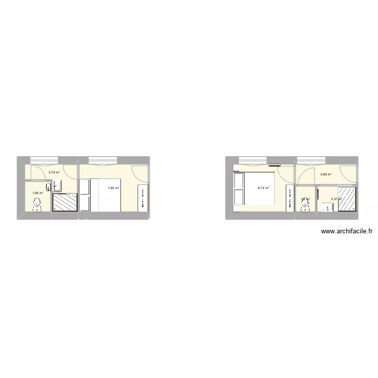 Chambres fa&ccedil;ade gite projet. Plan de 