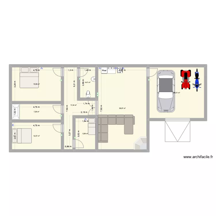 maion. Plan de 8 Pièces et 120 m²