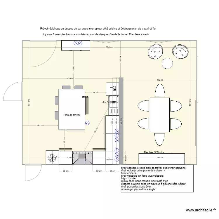 Cuisine Monroseau. Plan de 