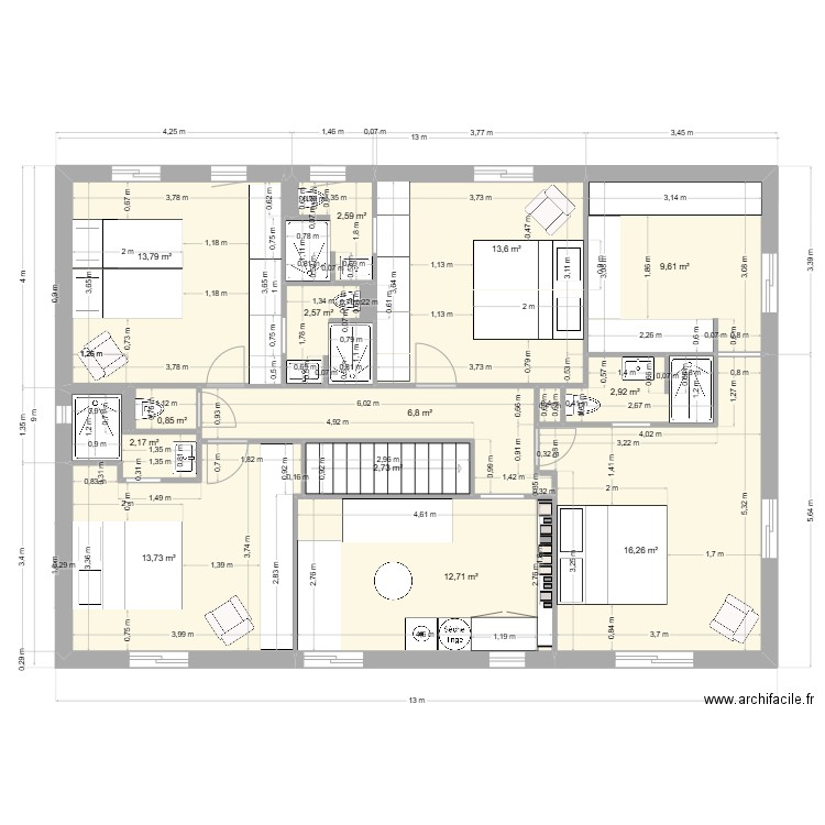 perols haut 11 05. Plan de 15 pièces et 101 m2
