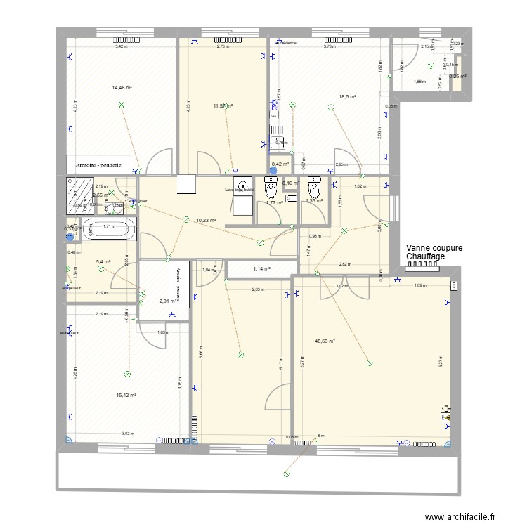 MAFFRE AGENCEMENT. Plan de 16 pièces et 135 m2