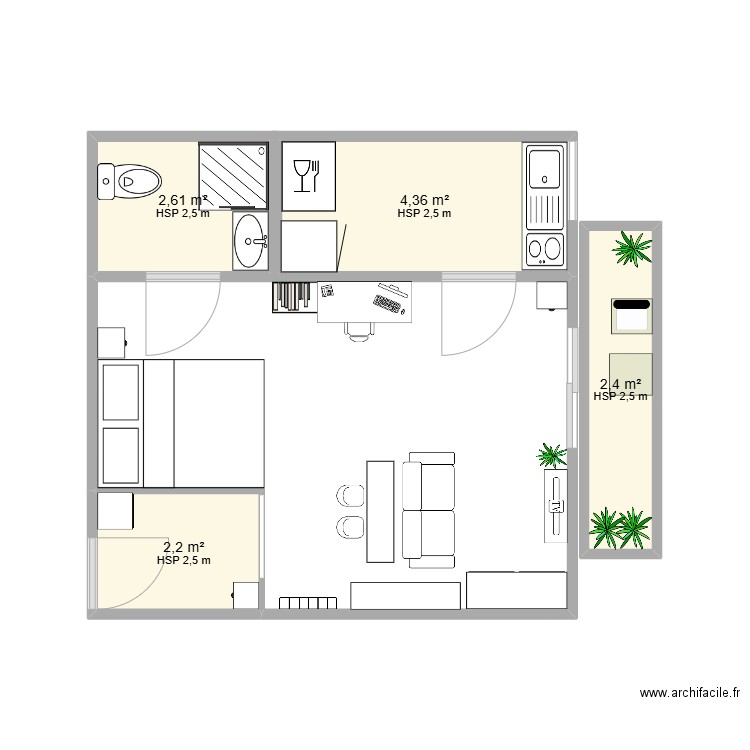 Appartement Bordeaux. Plan de 4 pièces et 12 m2