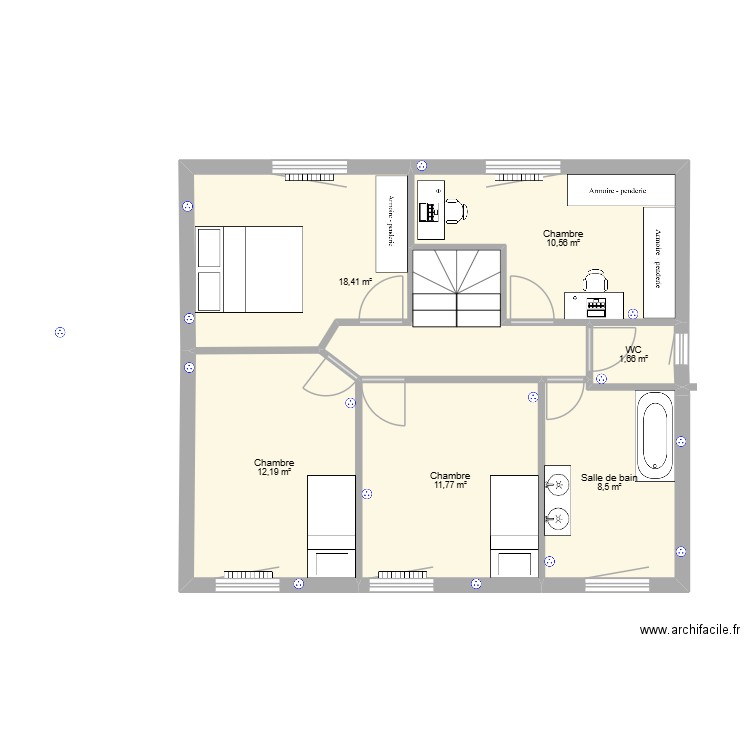 Surrélévation 2. Plan de 6 pièces et 63 m2