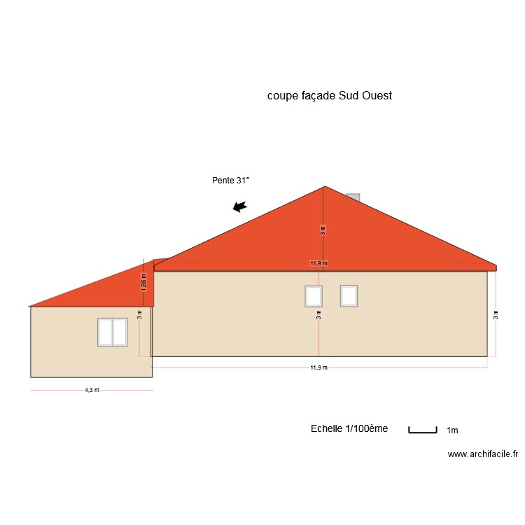 façade Ouest 2. Plan de 0 pièce et 0 m2
