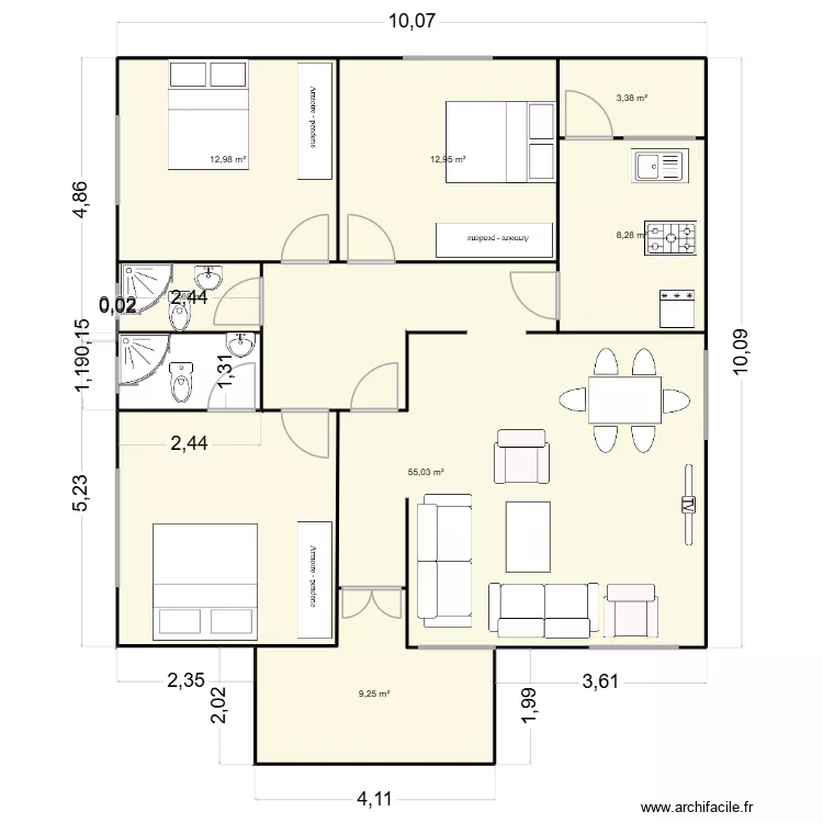 10/10. Plan de 7  et 105 m²