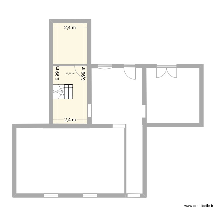 Rdc rte de Boulogne. Plan de 1 pièce et 17 m2