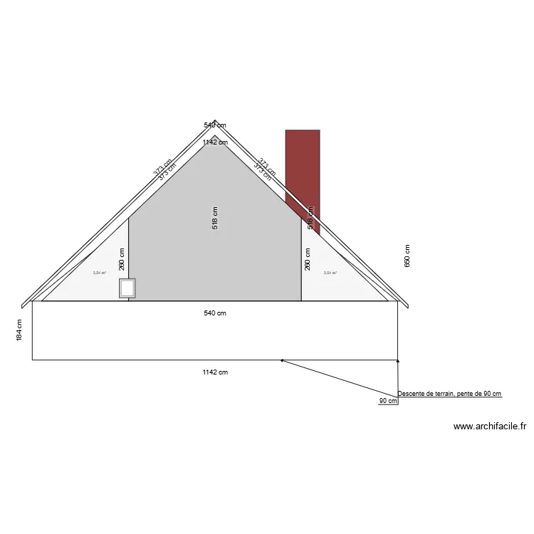 plan c&ocirc;t&eacute; champ fa&ccedil;ade. Plan de 