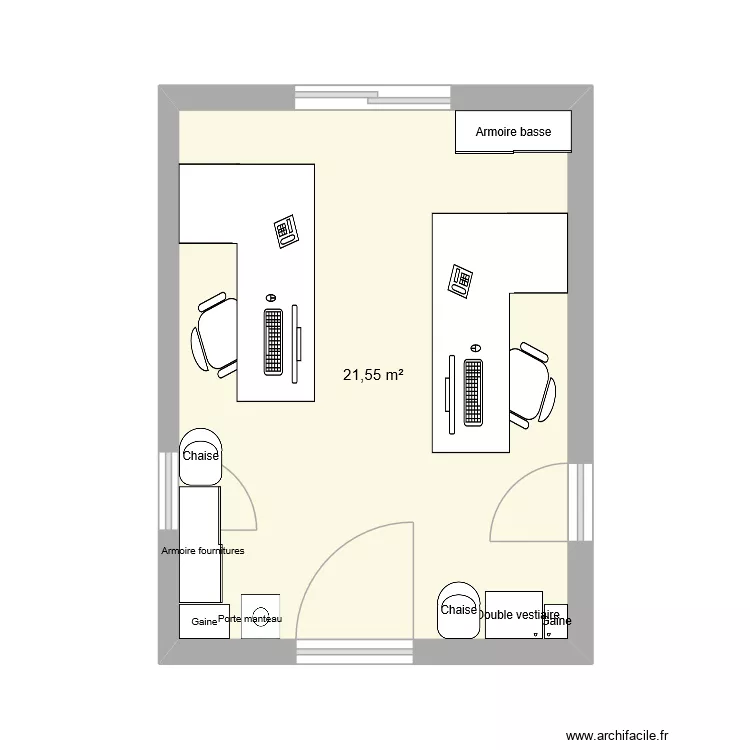 Bureau CAMAPS. Plan de 1  et 22 m²