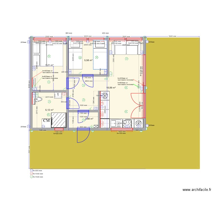 45 Дима св. Plan de 6 pièces et 84 m2