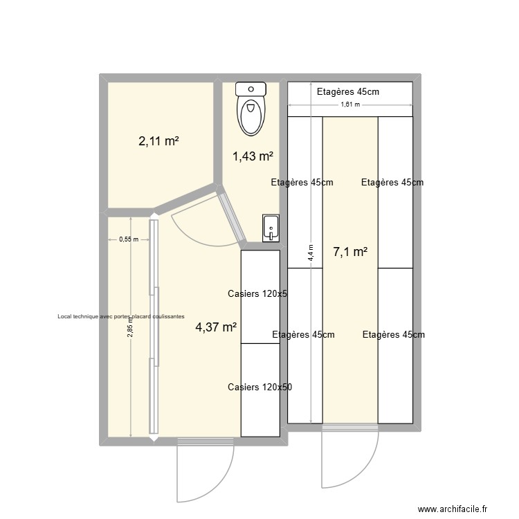 Martin 4. Plan de 5 pièces et 17 m2
