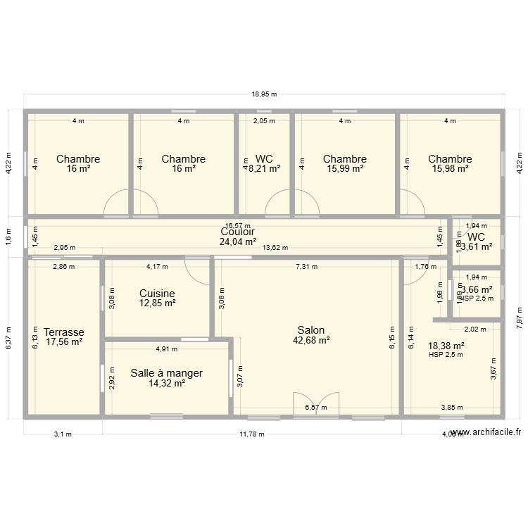 anjouan. Plan de 13 pièces et 209 m2