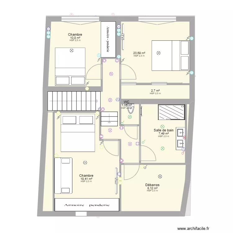Virginie Harreville electricit&eacute;. Plan de 14  et 114 m²
