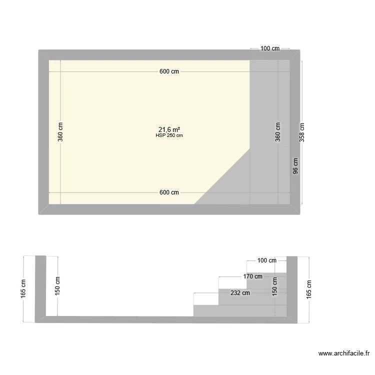 Plan en coupe piscine 6x4 . Plan de 