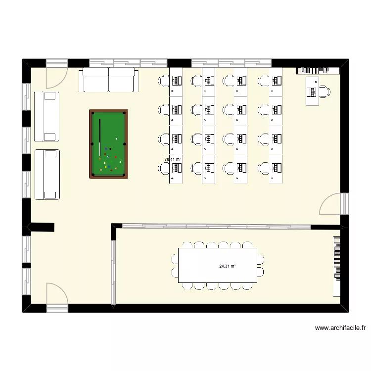captain. Plan de 2  et 103 m²